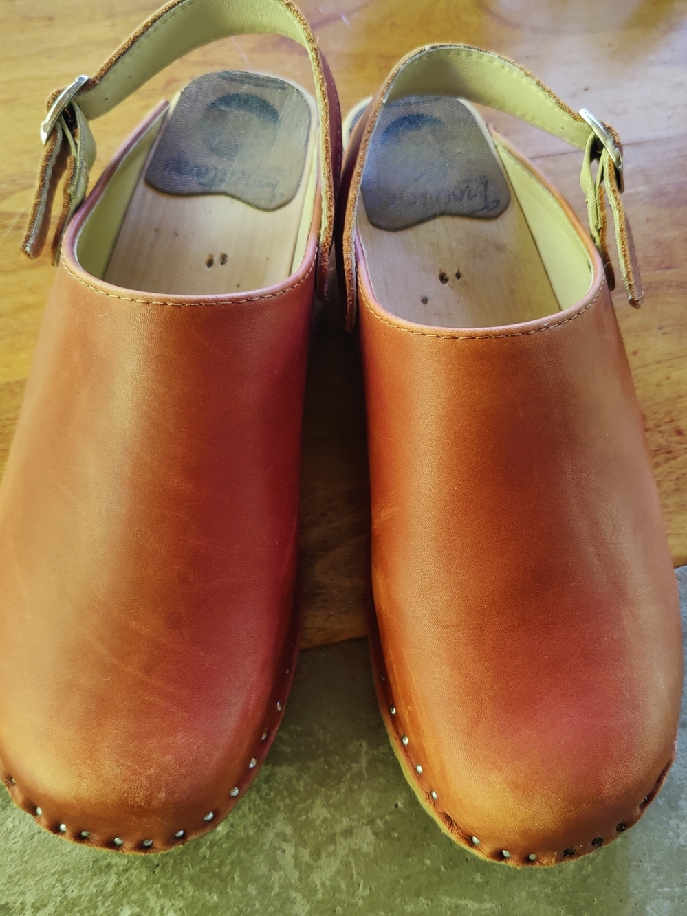 Troentorp Leather Clog Sandals in Cognac Brown 8.5 39 Euro
